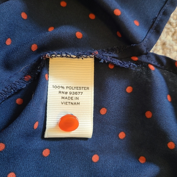 Stylus Women's Size XL Navy Tie-Front Keyhole Top Red Polka Dot Print - Picture 6 of 6